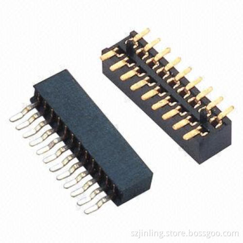 1.0mm pitch female header SMT type dual row height 2.1 with peg and cap